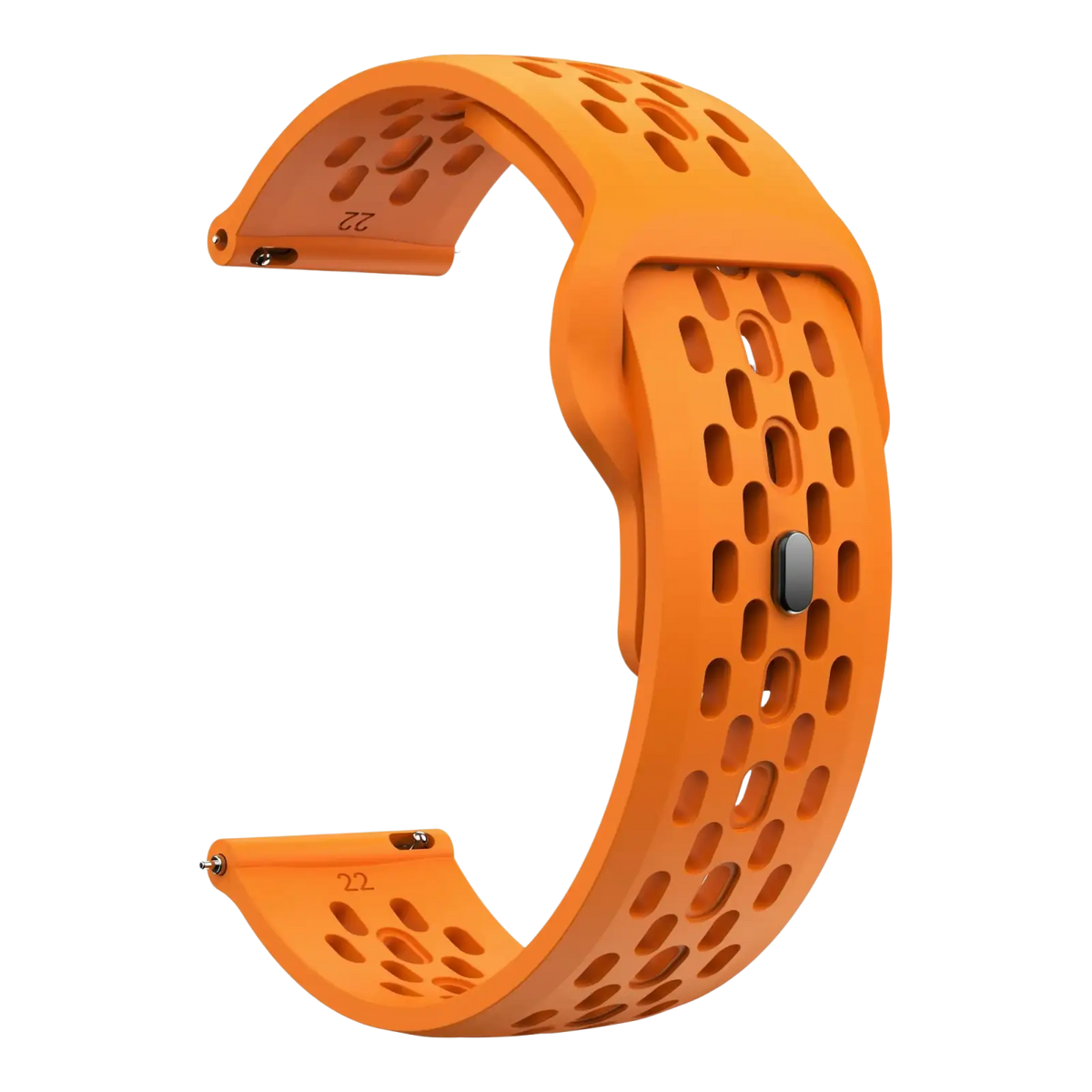Vibrant orange silicone sport strap for cmf watch pro 2 with perforated design and metallic clasp for watch pro use