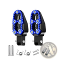 Cnc aluminum motorcycle foot pegs rear anti slip pedals in blue and black with textured star shaped pattern