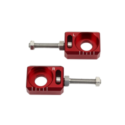 Red aluminum cnc chain adjuster handlebar clamp with threaded bolt and hex nut for sur ron light bee segway