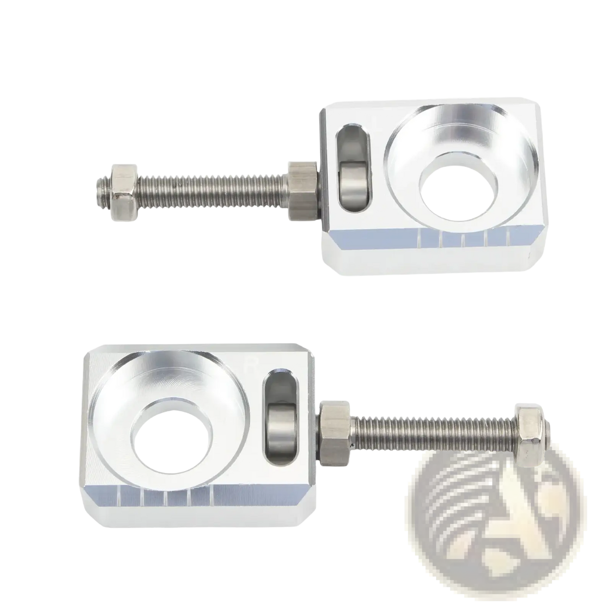 Silver aluminum cnc chain adjuster cable clamp with threaded bolt and hex nut for sur ron light bee segway