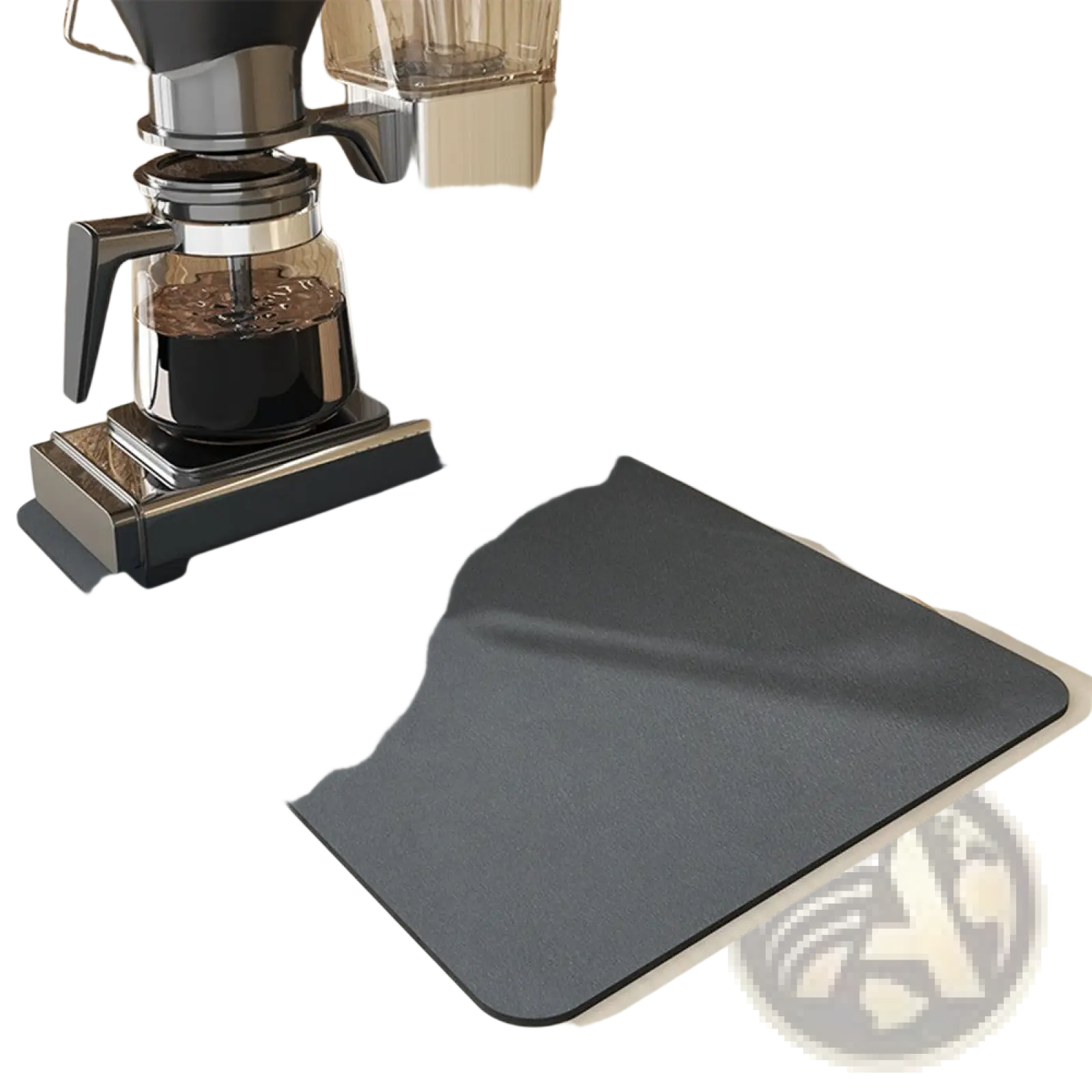 Black non-slip coffee bar mat made of super absorbent rubber measuring 30x40cm for dish drying use
