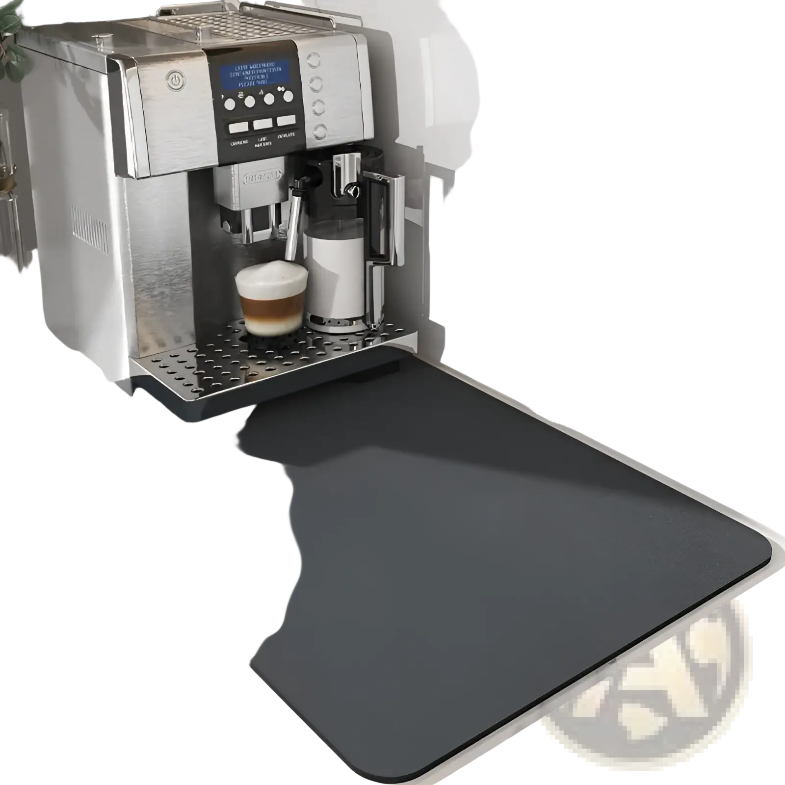 Black rubber coffee bar mat super absorbent rubber dish drying pad placed under espresso machine