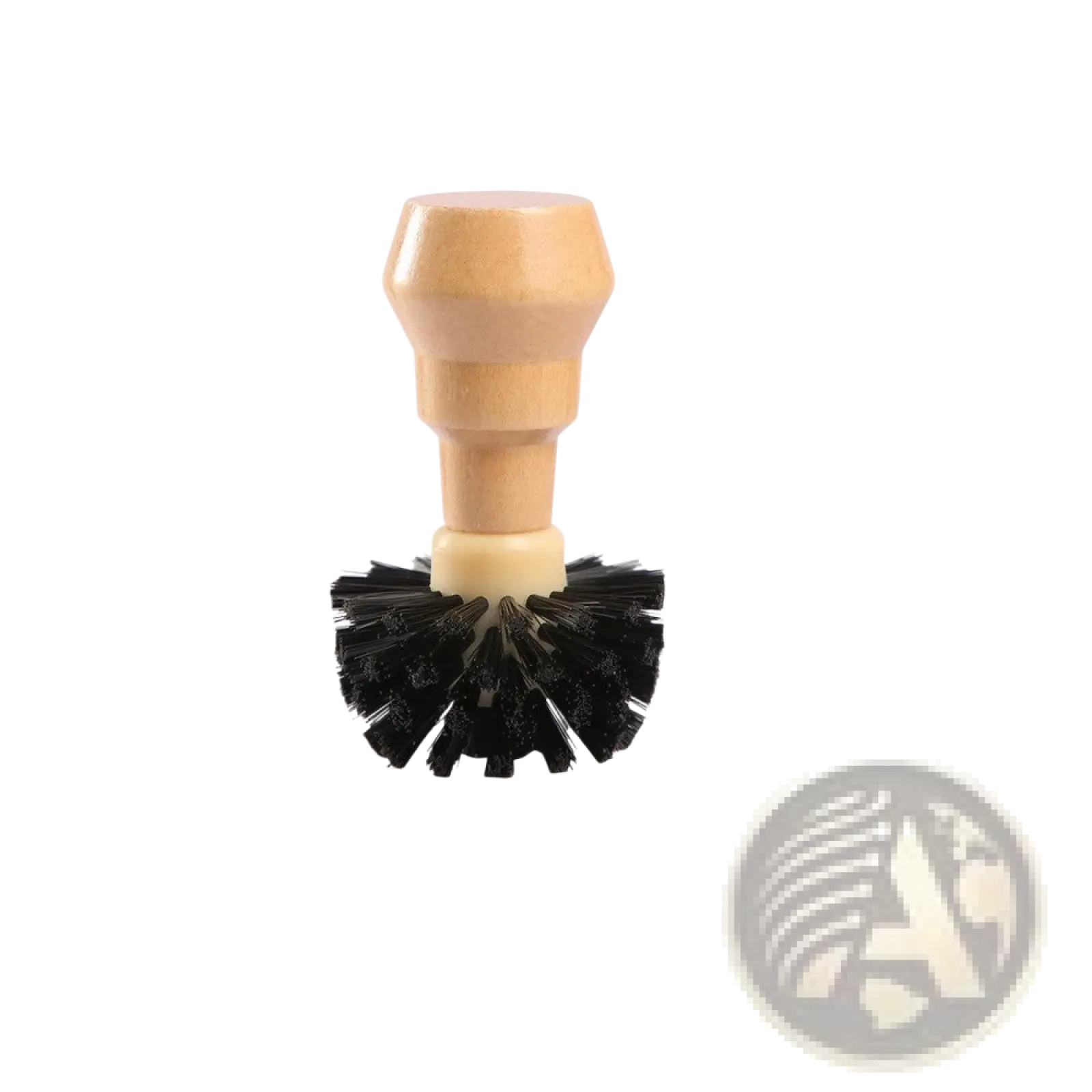 Coffee machine cleaning brush set 4 piece wood handle with dense black bristles and wooden handle measuring 102mm tall