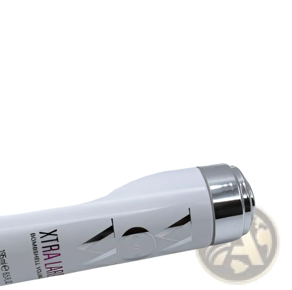 White cylindrical tube with silver metallic cap and black abstract logo labeled xtra lift color wow volumizer mousse