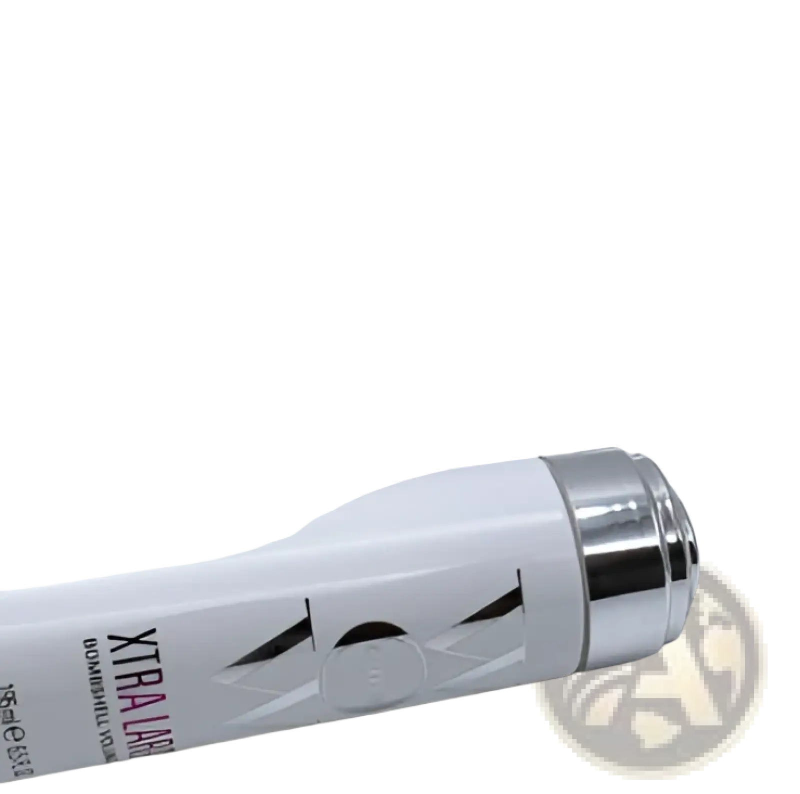 White cylindrical tube with silver metallic cap and black abstract logo labeled xtra lift color wow volumizer mousse