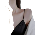 Delicate gold chain colorful crystal tassel statement necklace with slender beaded design and long dangling strand