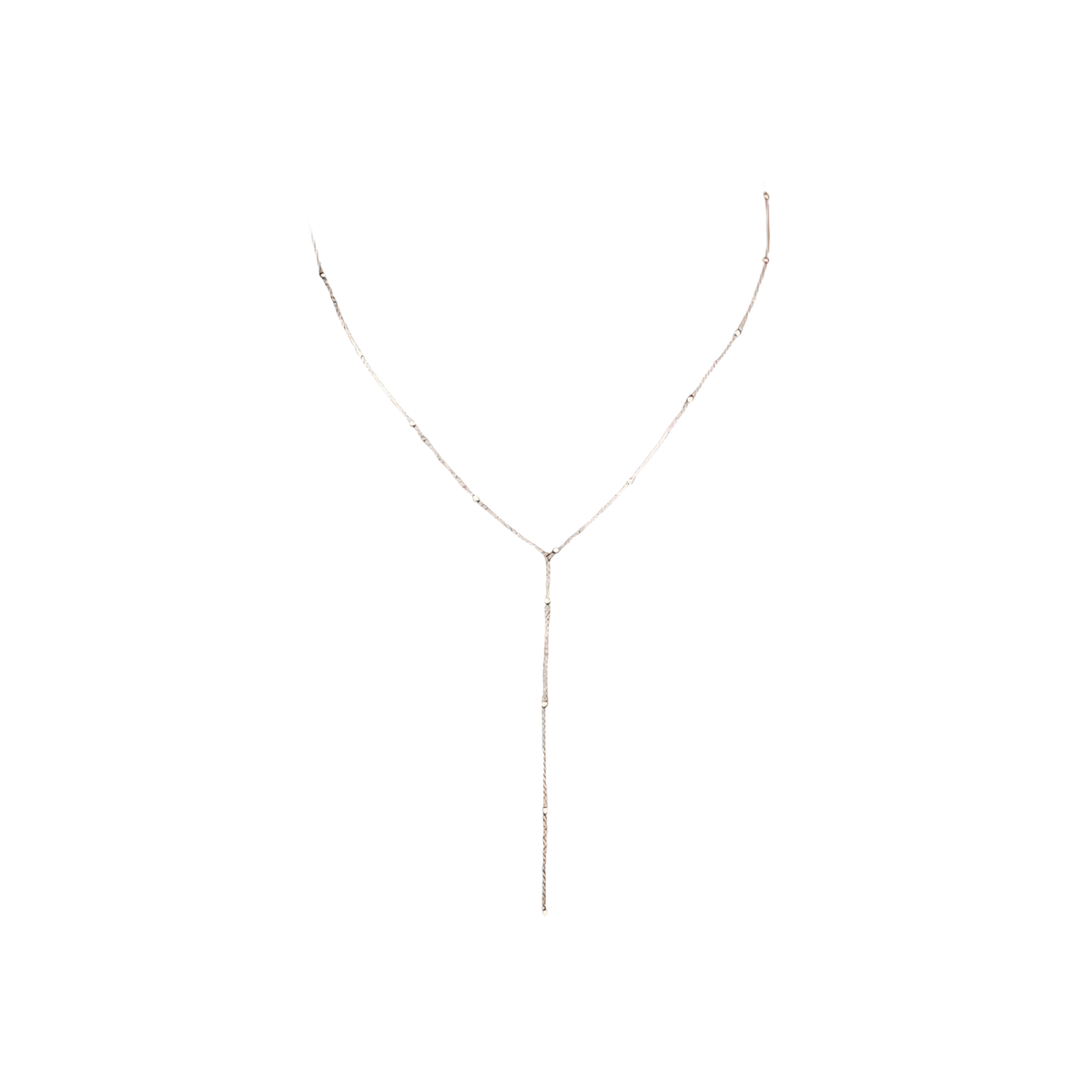 A delicate gold-toned y-necklace with fine chain and small spherical beads from the colorful crystal tassel statement necklace collection