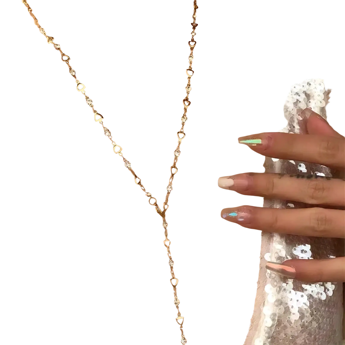 Gold-toned heart-shaped pendant necklace with clear crystal accents from the colorful crystal tassel statement necklace collection