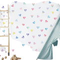 Watercolor decals of colorful hearts couple wall stickers in pastel rainbow hues for hearts couple wall decor