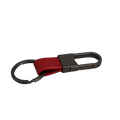 Red leather strap colorful leather car keychain with dark gray metal minimalist carabiner and split ring