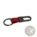 Red leather strap colorful leather car keychain with dark gray metal minimalist carabiner and split ring