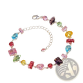 Colorful zircon crystal gold plated bracelet with silver chain featuring vibrant multicolor gemstone cuts