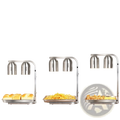 Commercial food heat lamp dual head stainless steel with dual domed heat sources and curved arms for buffet use