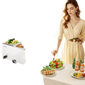 Silver Vevor commercial food warmer with four stainless steel compartments holding prepared foods for countertop use