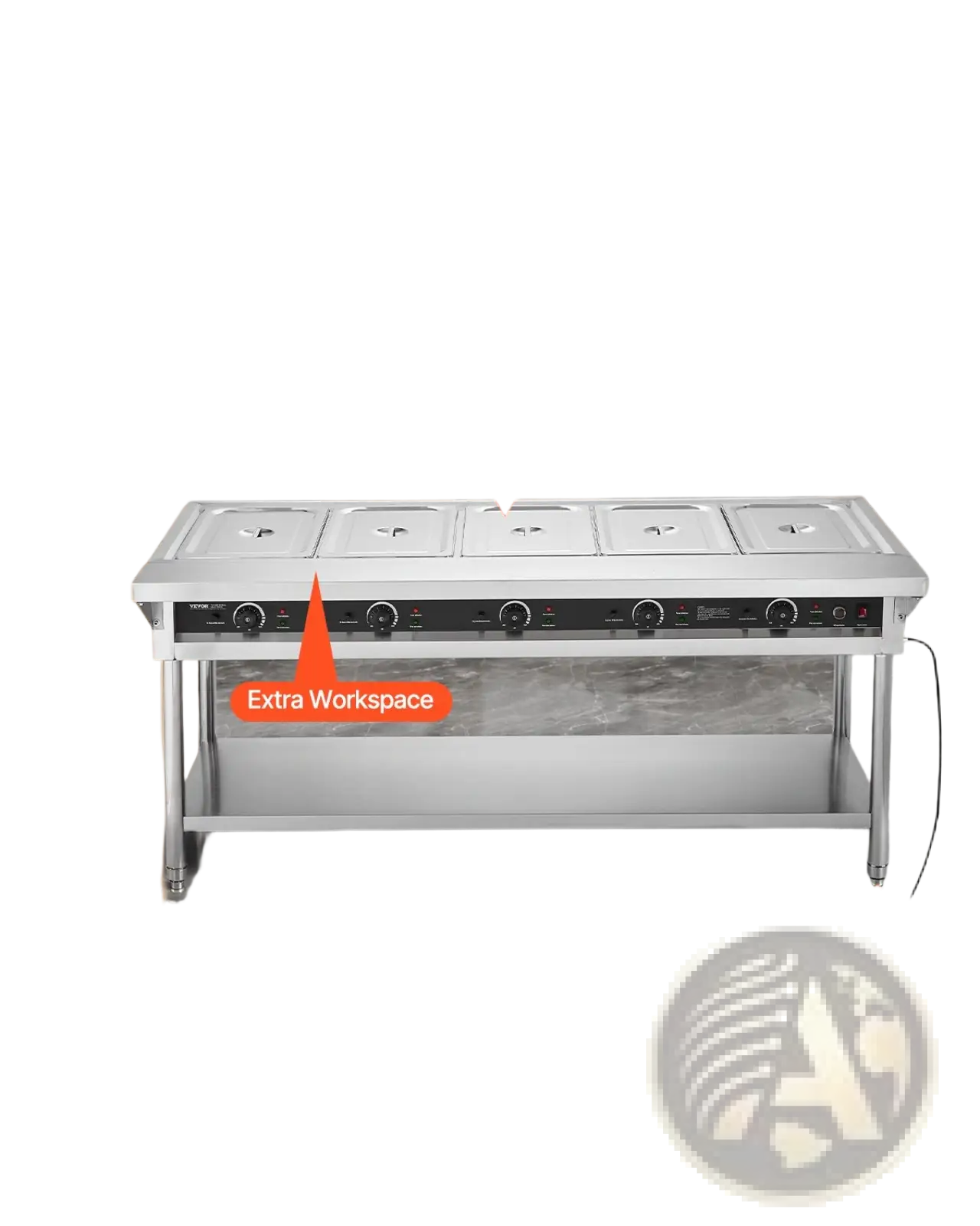 Commercial food warmer 5 pan steam table cart with four stainless steel compartments and all-metal construction