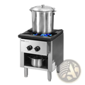 Stainless steel yevor commercial gas range 1 burner 90000 btu hot plate with two black knobs and lower storage shelf