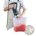 Black and silver Vevor commercial immersion blender 500w with ergonomic grip blending red liquid in clear plastic container