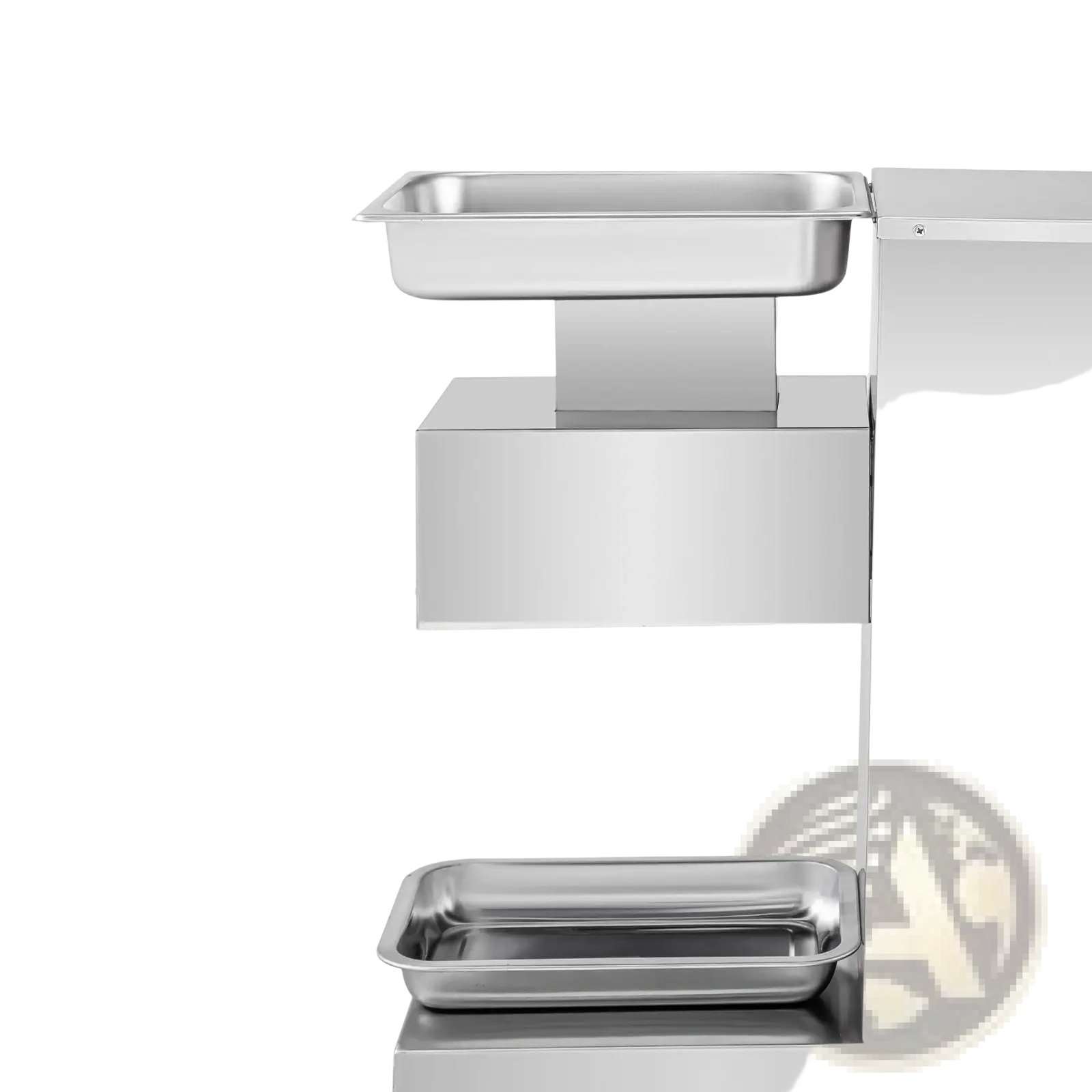 Stainless steel commercial meat cutter machine with 1100lb/h capacity, 750w power, two rectangular trays, and industrial design