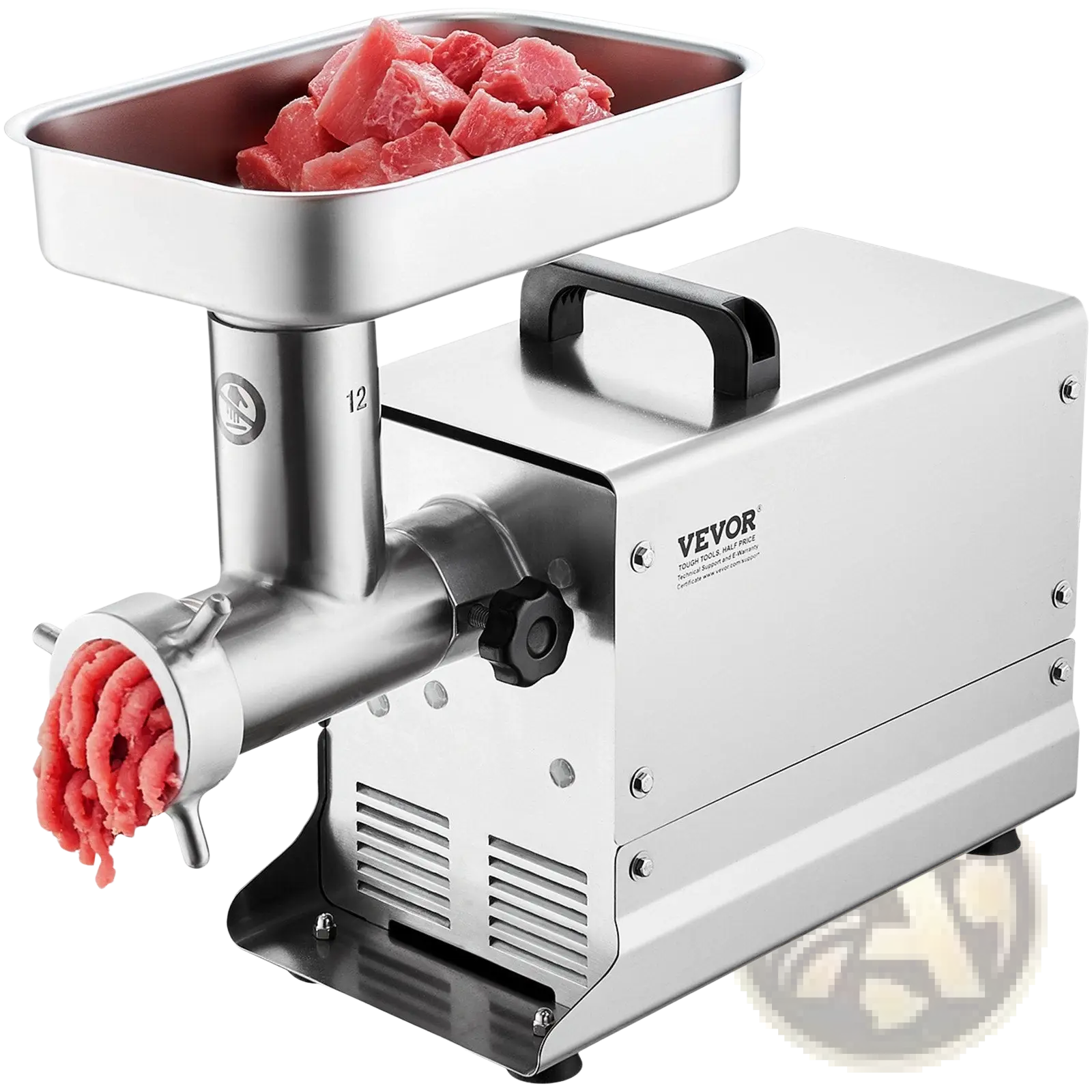 Commercial stainless steel meat grinder 550w by Vevor with black handle and knob processing 11 lbs per minute