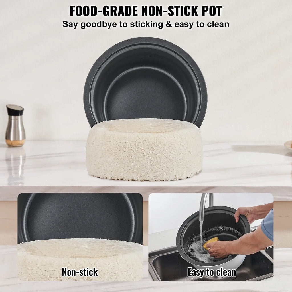 Black food-grade non-stick pot with textured rice-like interior for commercial rice cooker 60 cup 13l capacity