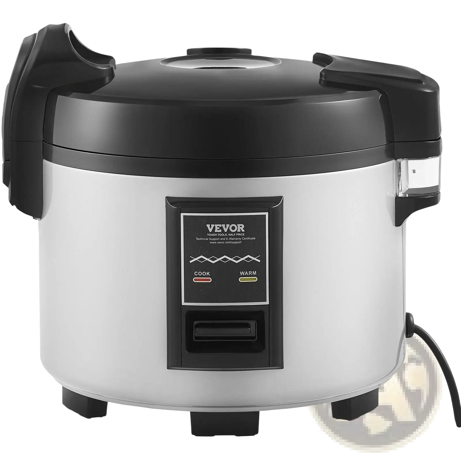 Silver and black vevor commercial rice cooker 70 cup 15l with sleek modern design and cook and warm control panel