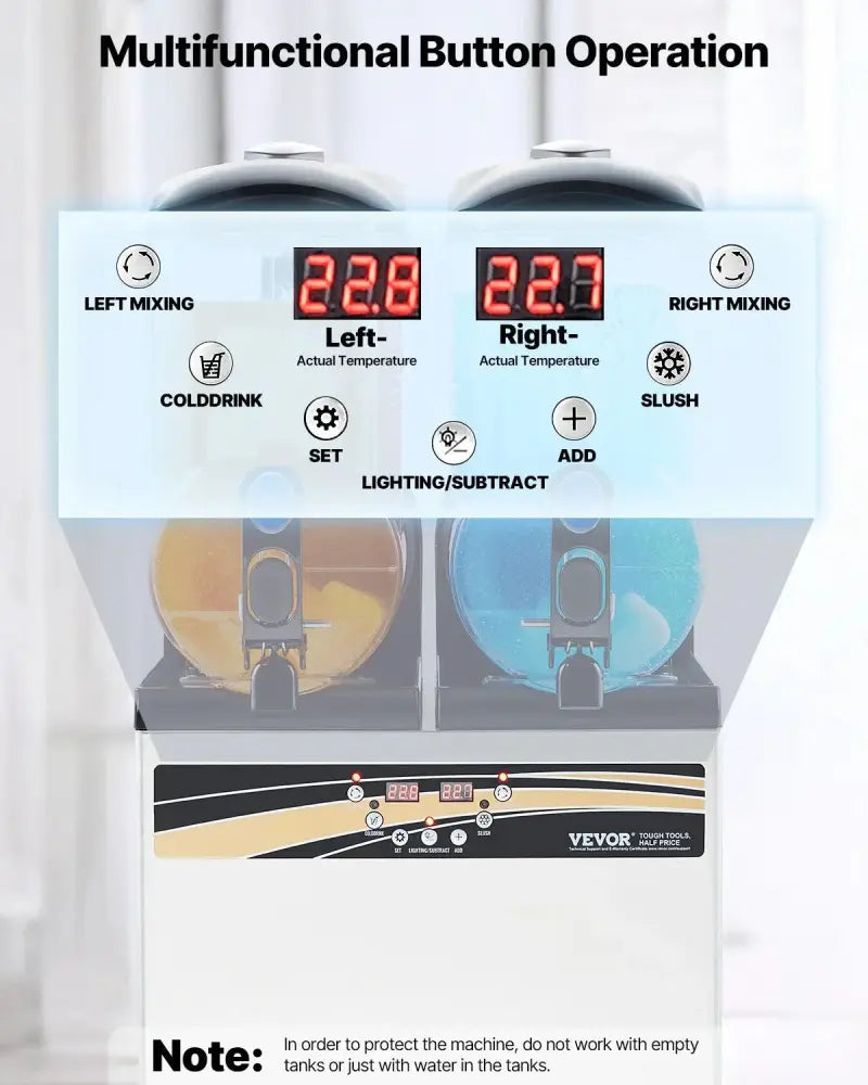White and black multifunctional dual tank 15l commercial slushy and frozen drink machine with digital temperature displays