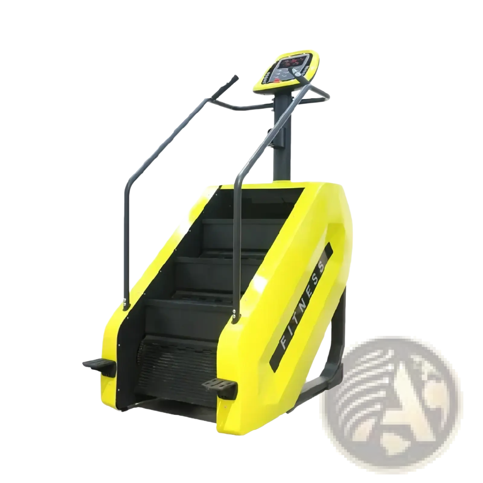 Bright yellow and black commercial stair climber machine cardio stepmill with digital display panel for fitness training