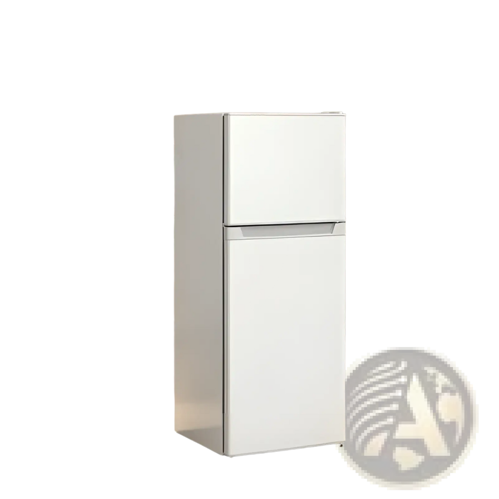 White two-door compact mini fridge with 4.0 cu ft capacity sleek modern design and smooth finish with freezer compartment