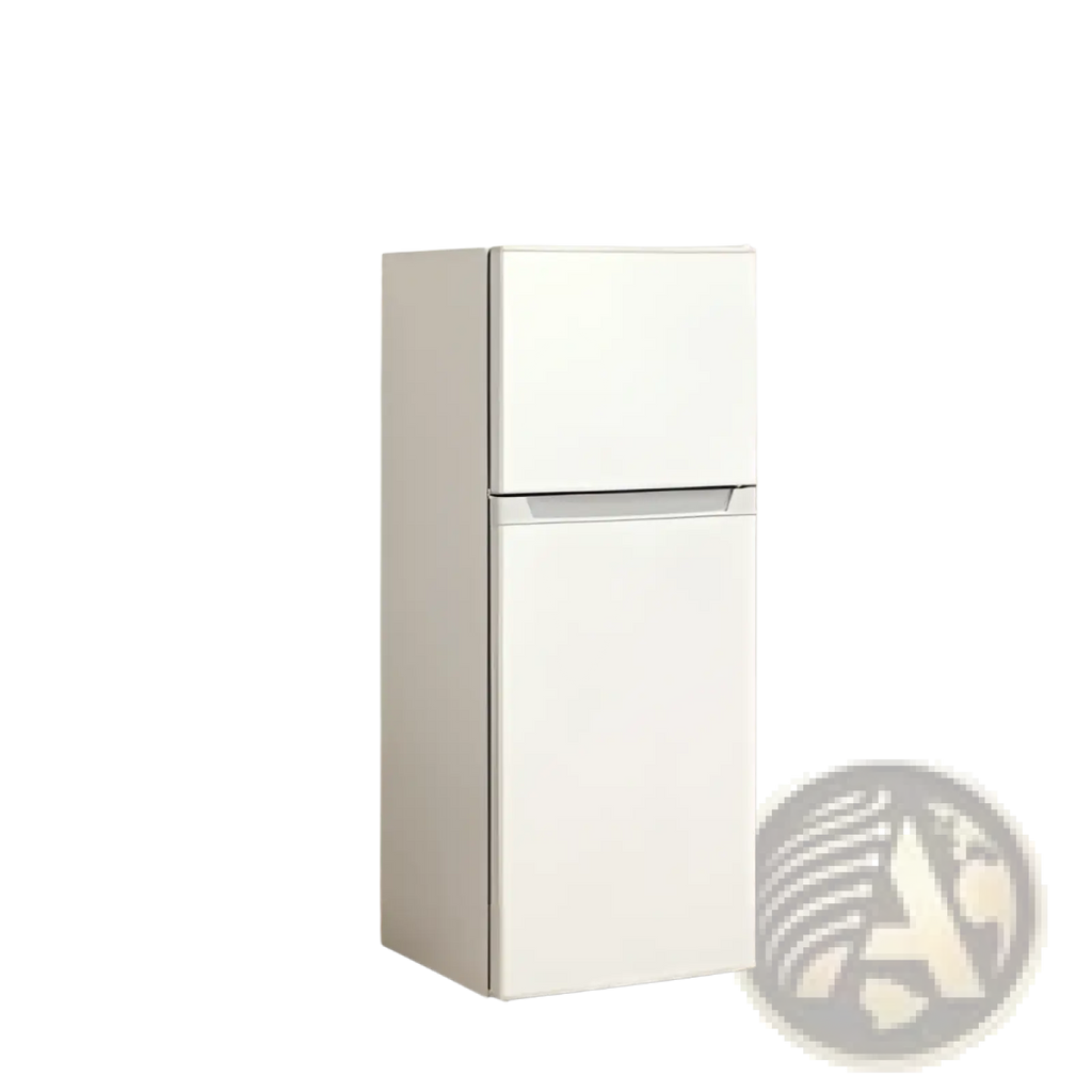 White two-door compact mini fridge with freezer 4.0 cu ft capacity and sleek modern design with smooth finish