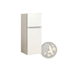White two-door compact 4.0 cu ft mini fridge with freezer featuring a sleek minimalist design and smooth finish