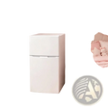 White two-door compact mini fridge with freezer and adjustable shelves featuring a sleek minimalist design