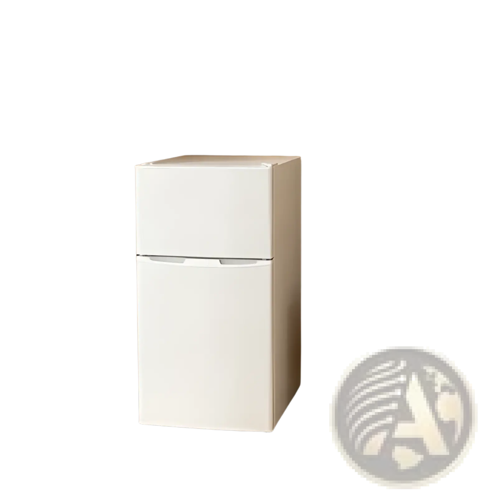 White two-door compact mini fridge with freezer and adjustable shelves featuring a sleek minimalist design