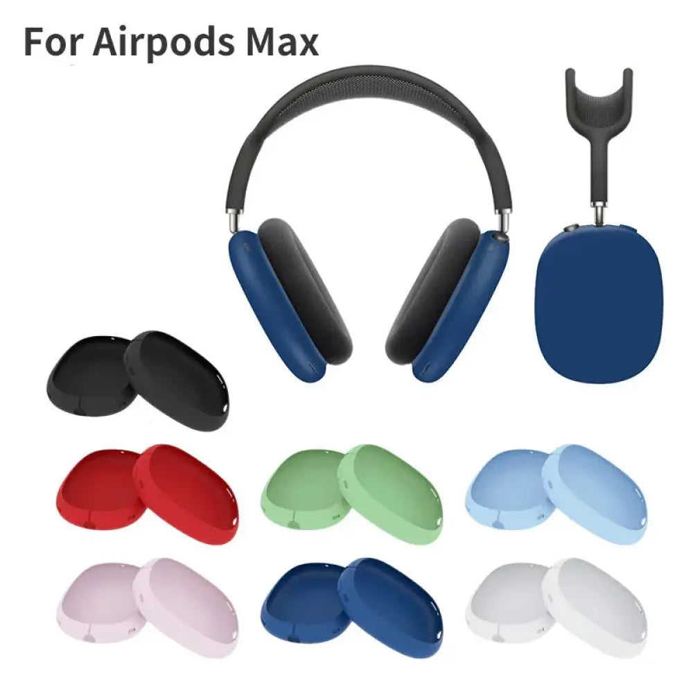 Blue silicone earcup covers for Apple AirPods Max providing protective cushioning and enhanced durability