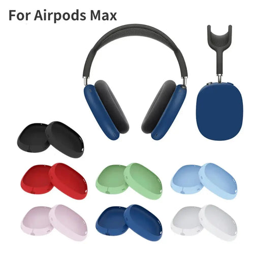 Blue silicone earcup covers for Apple AirPods Max providing protective cushioning and enhanced durability
