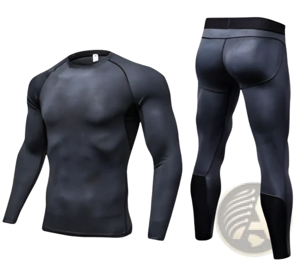 Black mesh-patterned compression gym shorts set made of breathable fabric for athletic performance and support