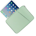 Mint green faux leather padded nylon tablet sleeve with zipper closure and interior pocket computer bag