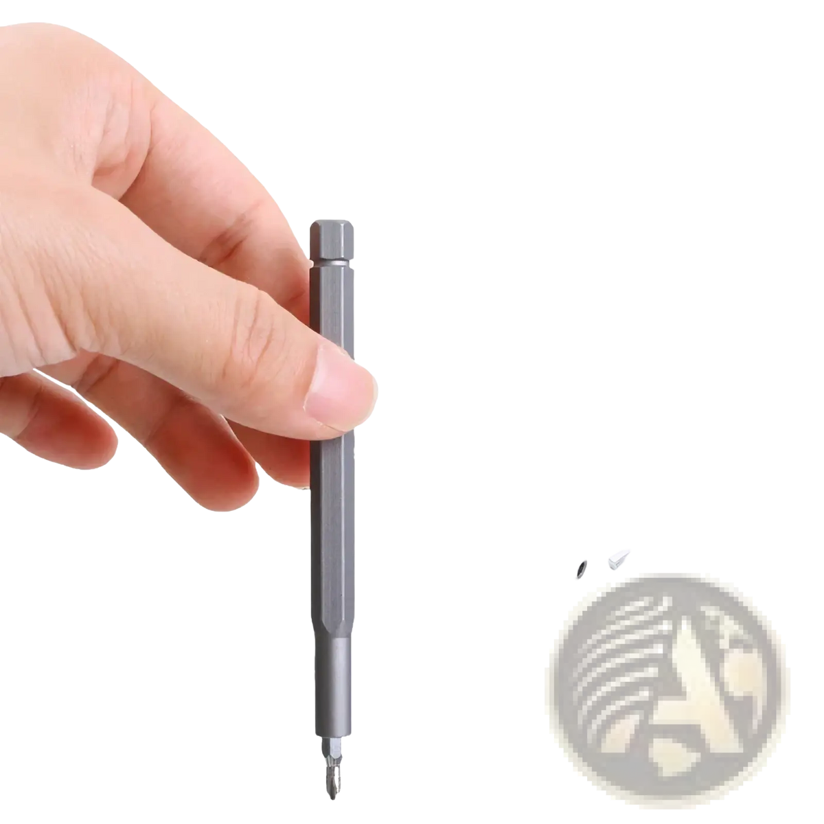 Gray magnetic screwdriver with hexagonal shaft and Phillips tip included in computer cleaning kit and electronics maintenance set