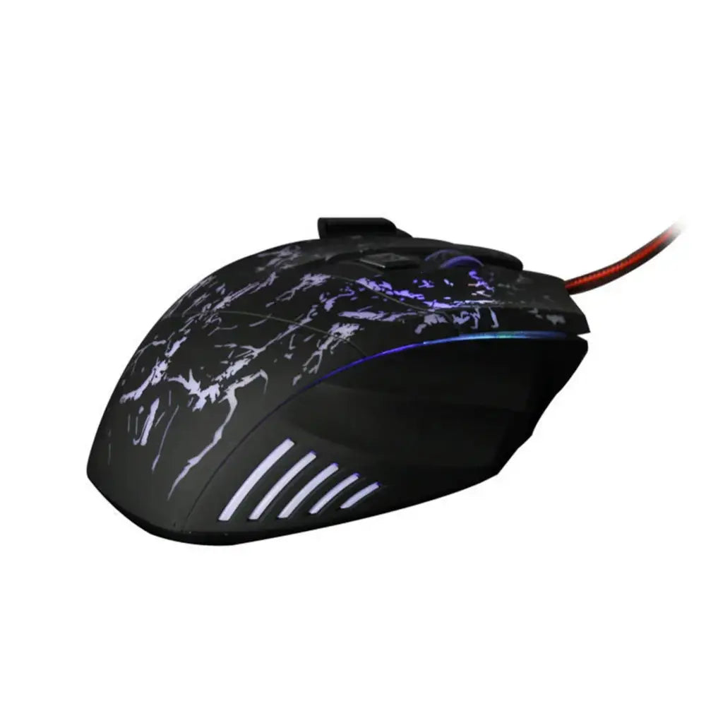 Arbaglobal precision rgb ergonomic gaming mouse black with white splatter design rgb lighting and red cable