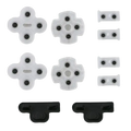 White plastic conductive rubber pad set for playstation 3 controller with black button centers and mounting clips