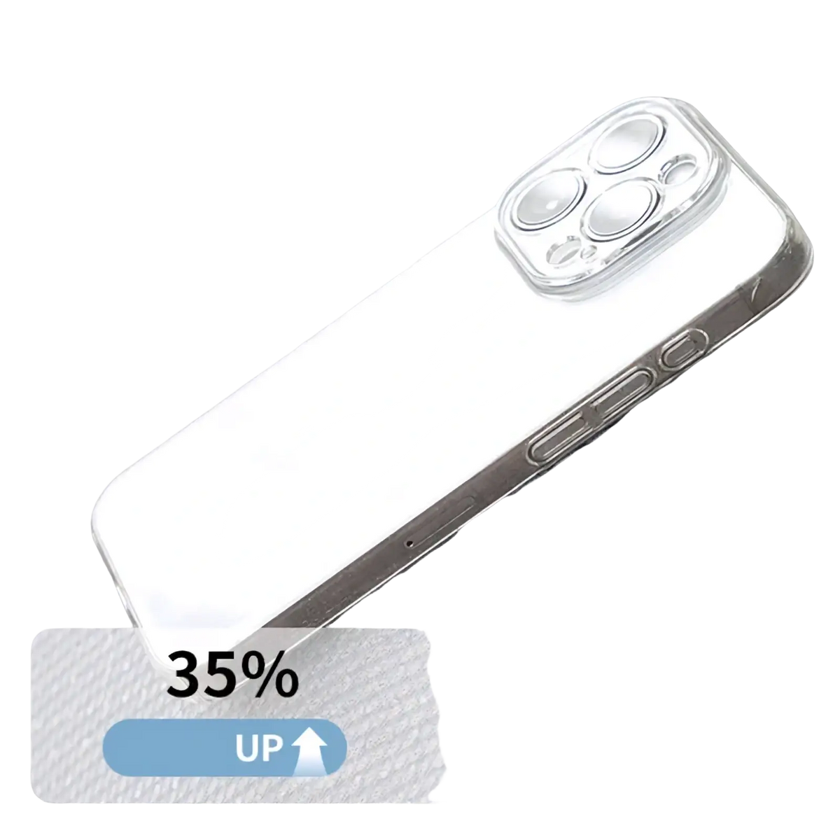 Clear protective case showing back side for iphone 12 pro max with transparent design revealing white back and silver edges