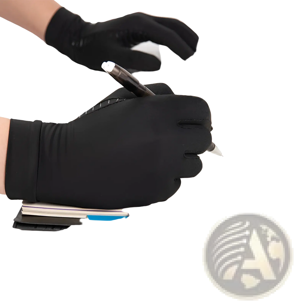 Black copper fiber touchscreen riding gloves for women with snug flexible fit designed for precise writing and typing