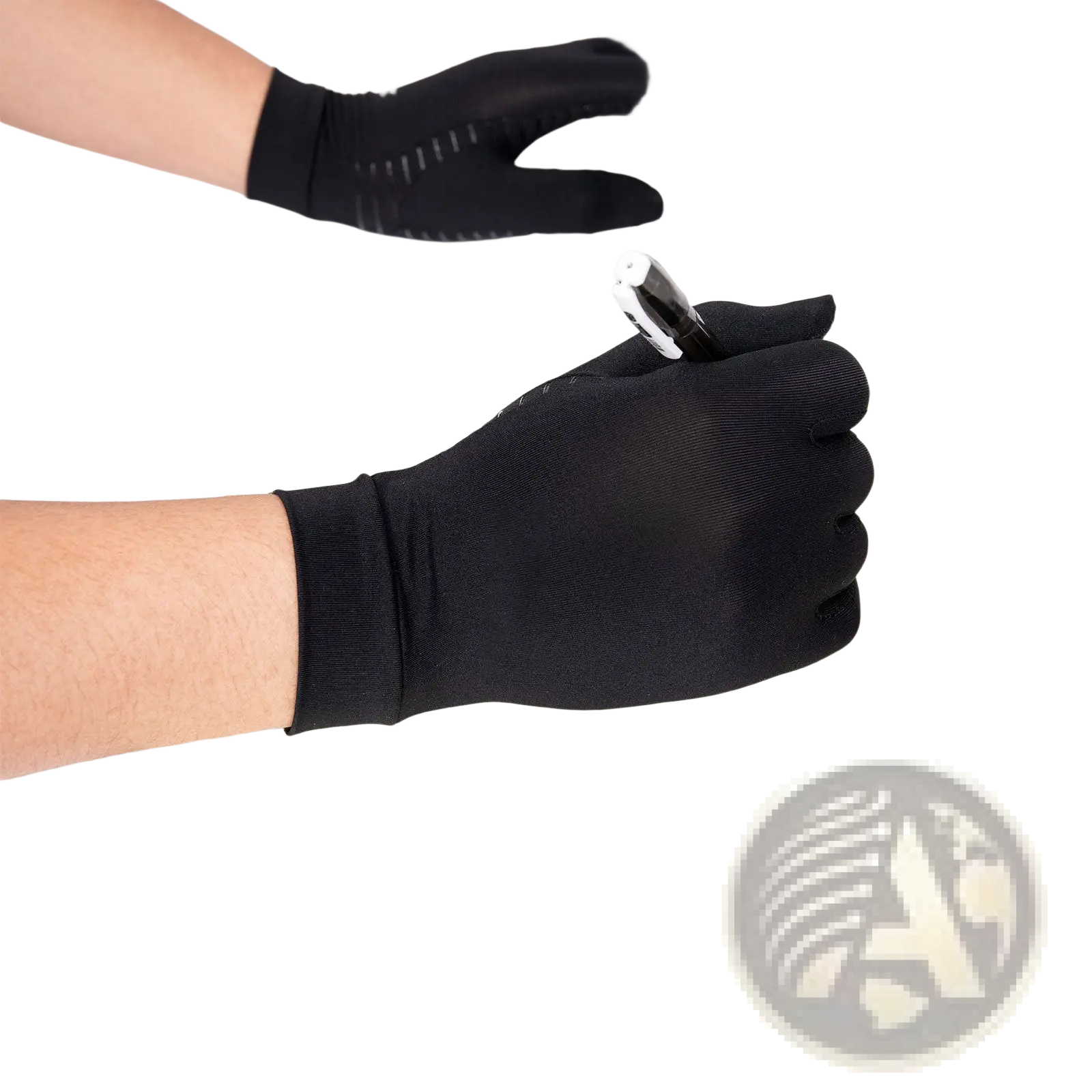 Black ergonomic copper fiber touchscreen riding gloves for women with textured fingertips and breathable fabric