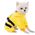 Yellow plush pikachu-themed coral fleece pet clothing for small and medium-sized dogs with black stripes and red cheeks