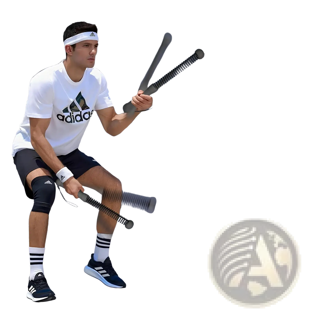 Black cordless battle ropes weighted jump rope with spring-loaded rubber grip sticks for safe effective workouts