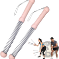 Cordless battle ropes weighted jump rope with pink handles silver coil springs and wrist straps for easy grip