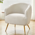 Cream-colored corduroy accent chair with gold-tone metal legs in beige for stylish living room seating
