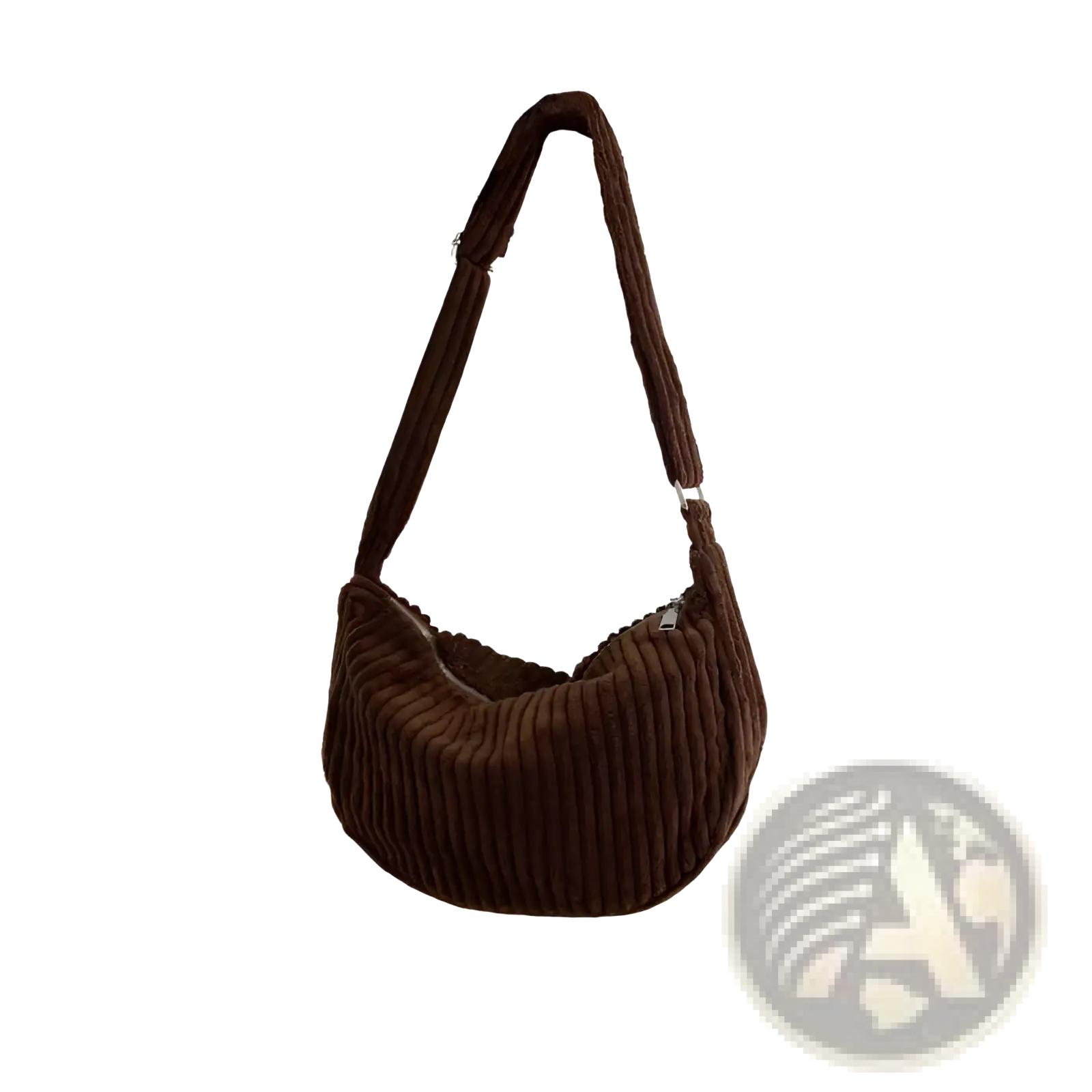 Brown corduroy crossbody shoulder bag with ribbed texture and adjustable strap for versatile daily use