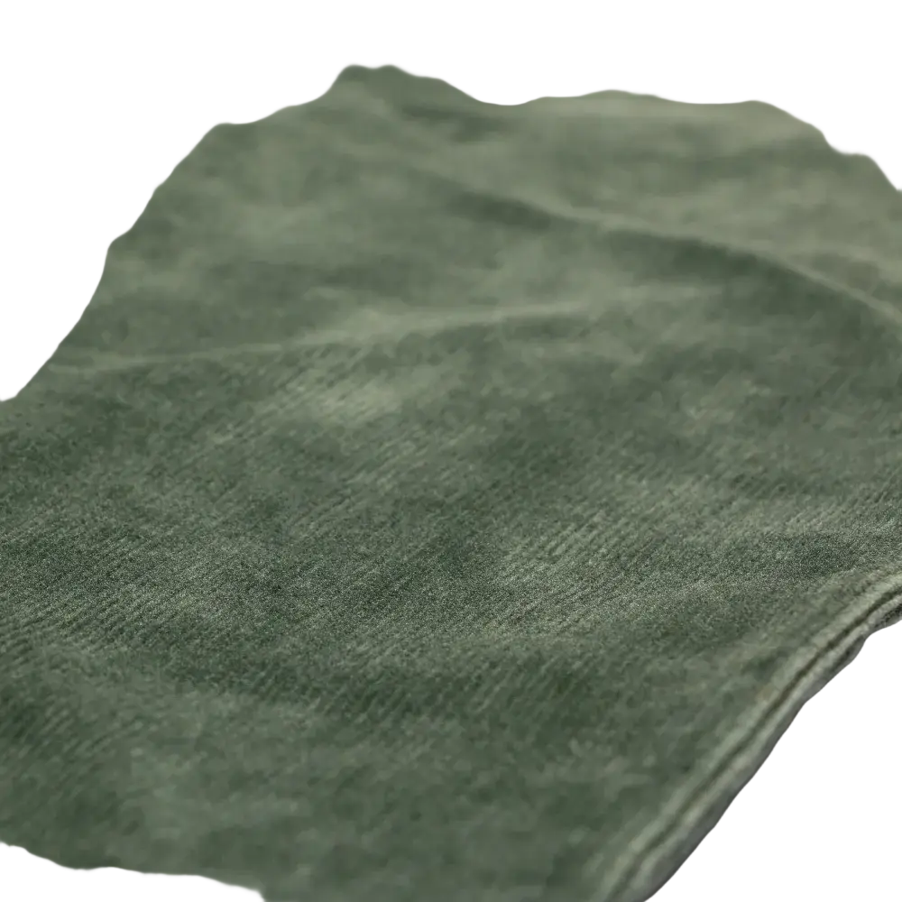 Soft deep green corduroy wide leg pants with elastic waist and visible wale texture shown in detailed images