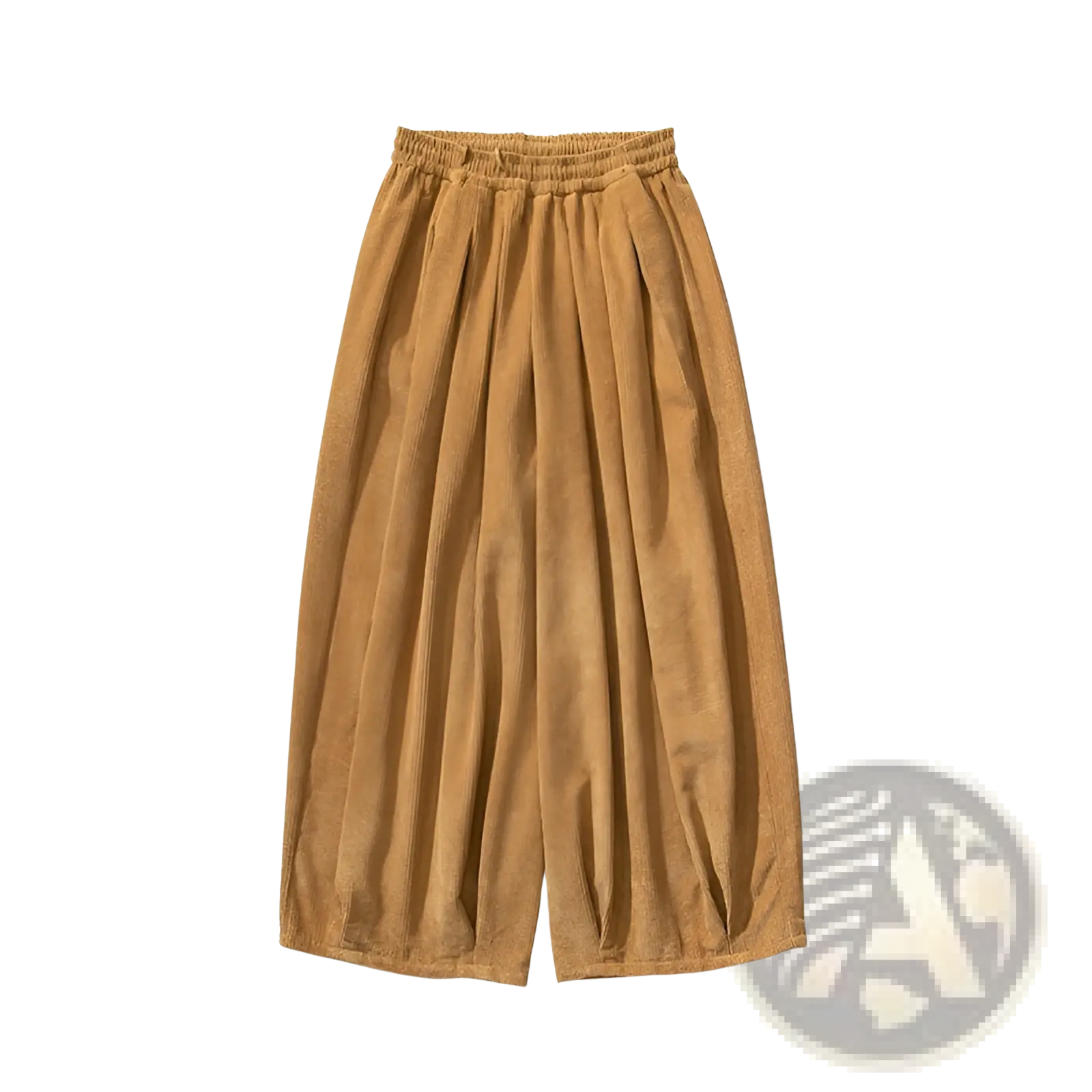 Tan corduroy wide leg pants for men with elastic waistband designed for comfortable casual wear