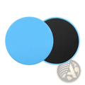 Blue circular magnetic core sliders fitness gliding disc with black adhesive surface for abdominal training